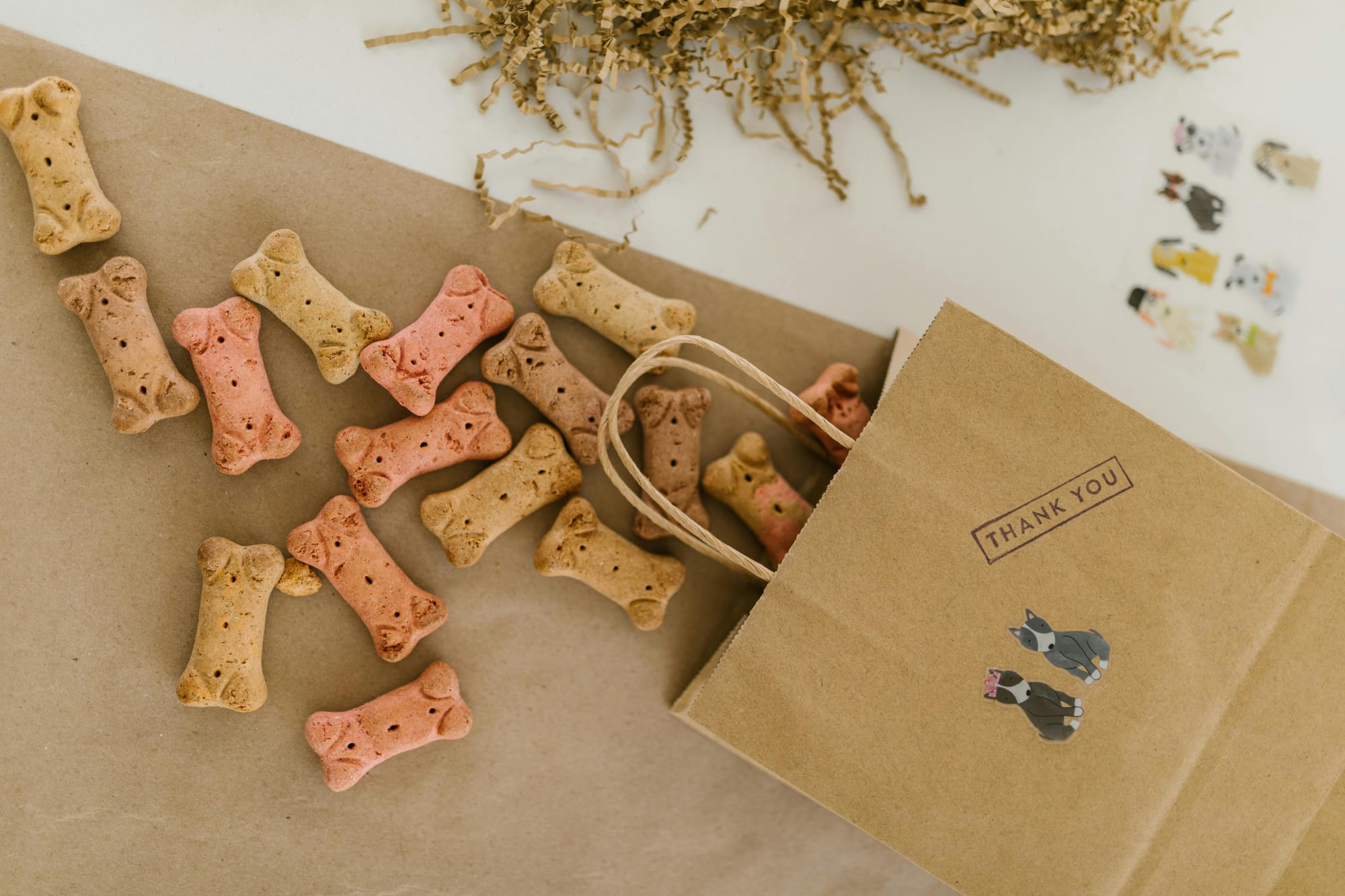 Paper bag with dog biscuits